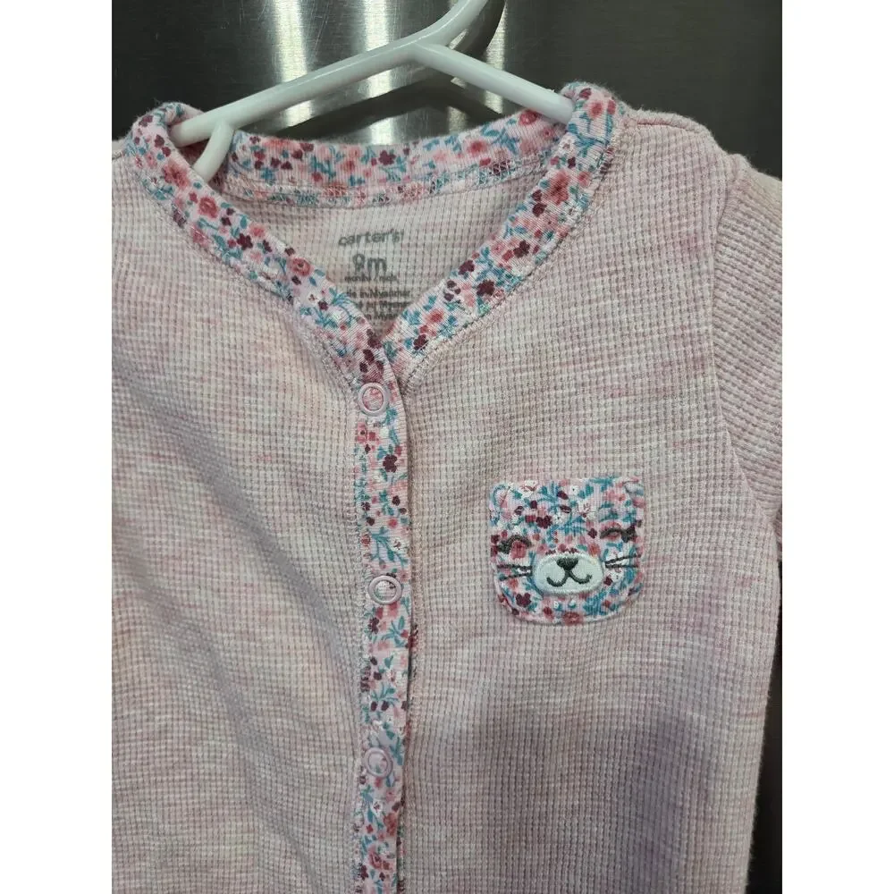 5/$15 Waffle Knit Pink Sleeper - Carter's - 9mo